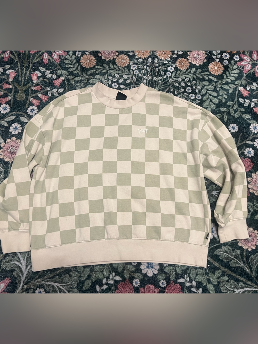Vans Checkerboard Crewneck Sweatshirt - Cream & Sage